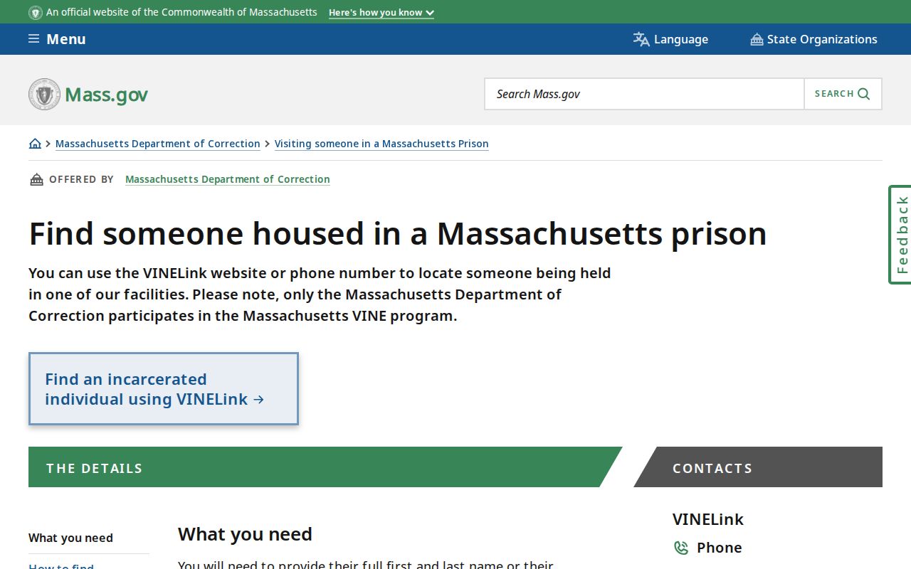 Norfolk County projected release search through official MADOC instructions